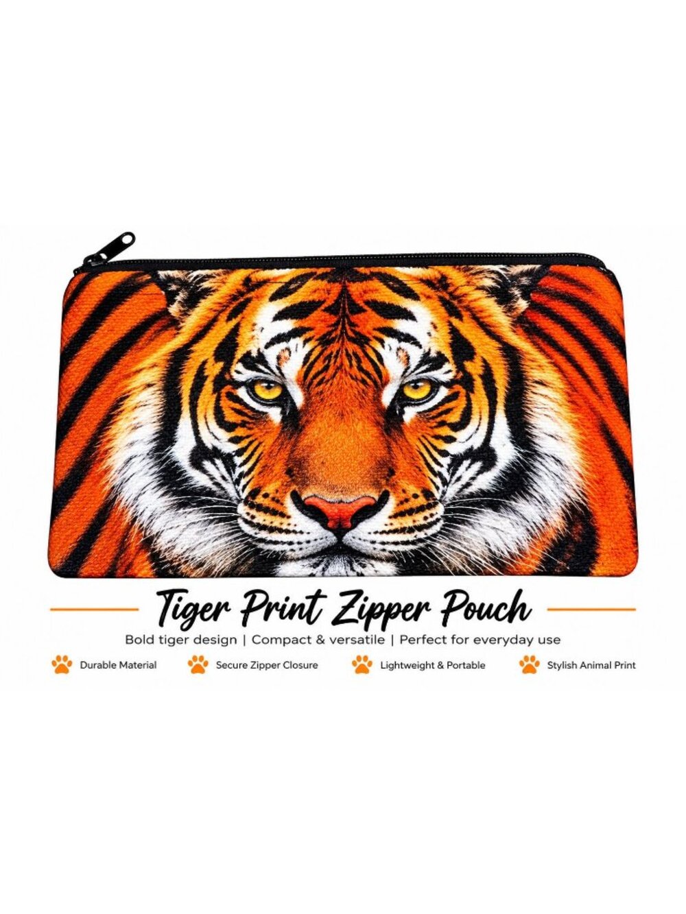 Tiger Print Zipper Pouch